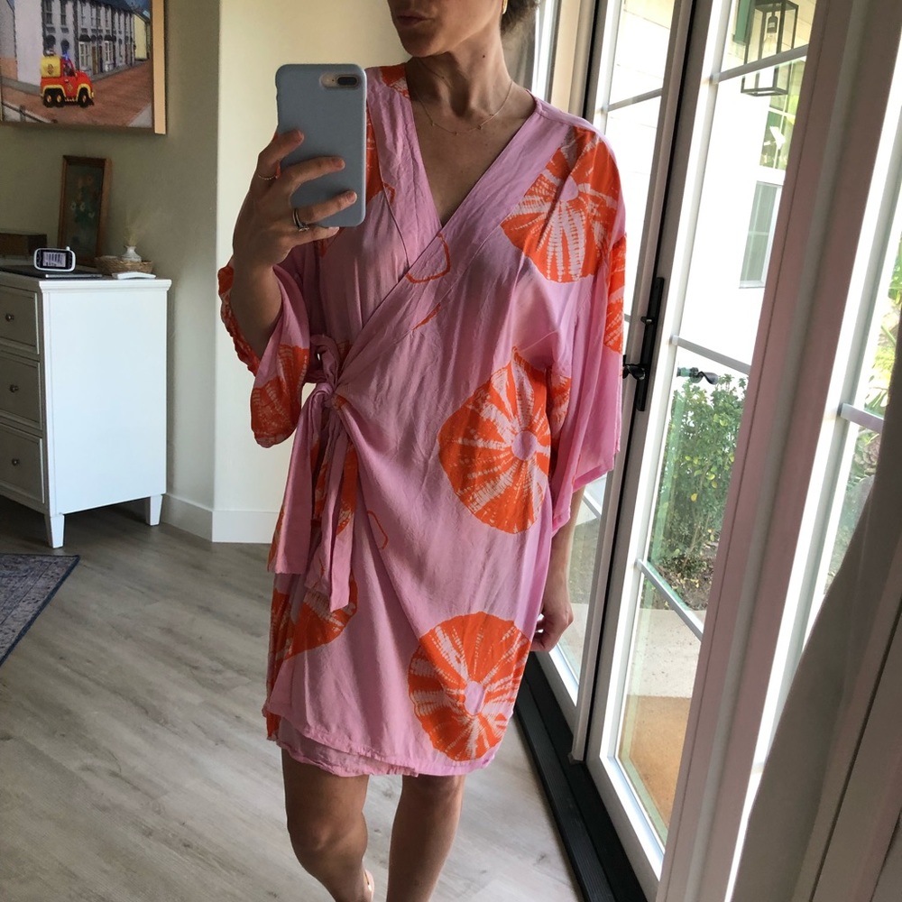 Anthropologie Vibrant Pink and Orange Coverup